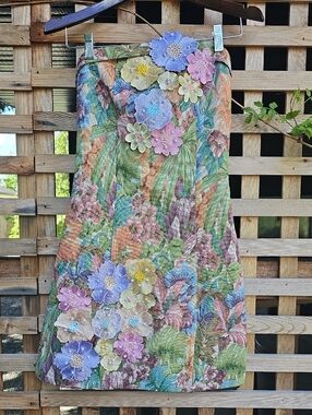 Floral Jacquard Appliqué Mini Dress in Pastel Multicolor